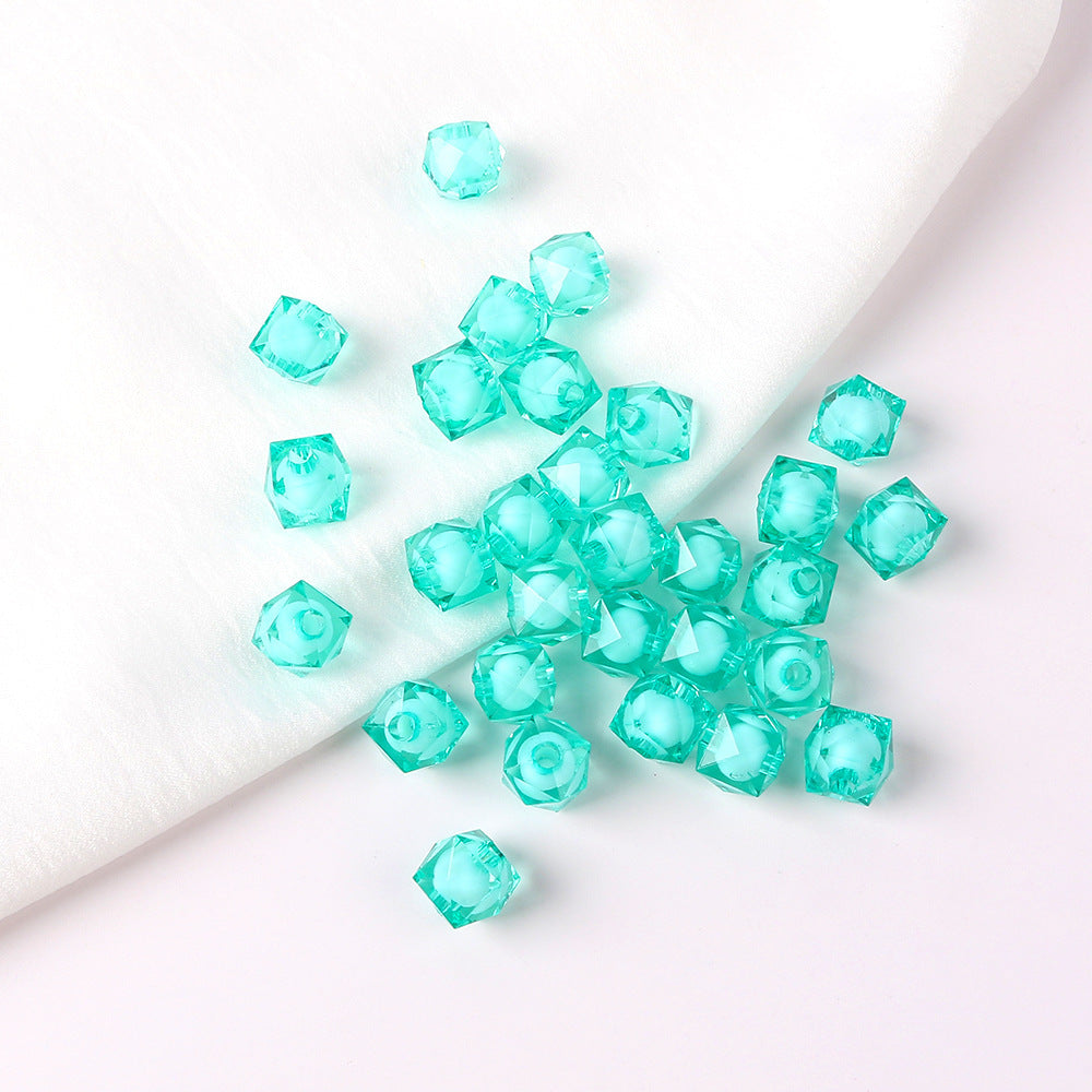 Faceted Acrylic Sago Beads 8-10mm Glossy Translucent 100pcs 13