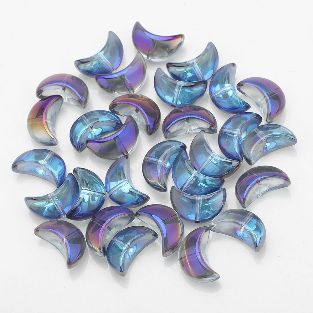 Moon Plated Transparent Crescent Glass Beads 9mm 14mm 30pcs 20