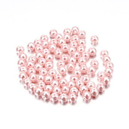 Pearl Glass Beads 8mm Imitation Smooth Glossy Mixed Colors 100pcs 14