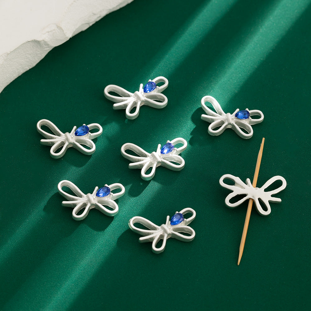 Jewelled Bow Rhinestone Beads 22mm Alloy Decorative 10pcs 4