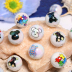 Plating Bearbrick Acrylic Beads 16mm Glossy Jigsaw Pattern 50pcs