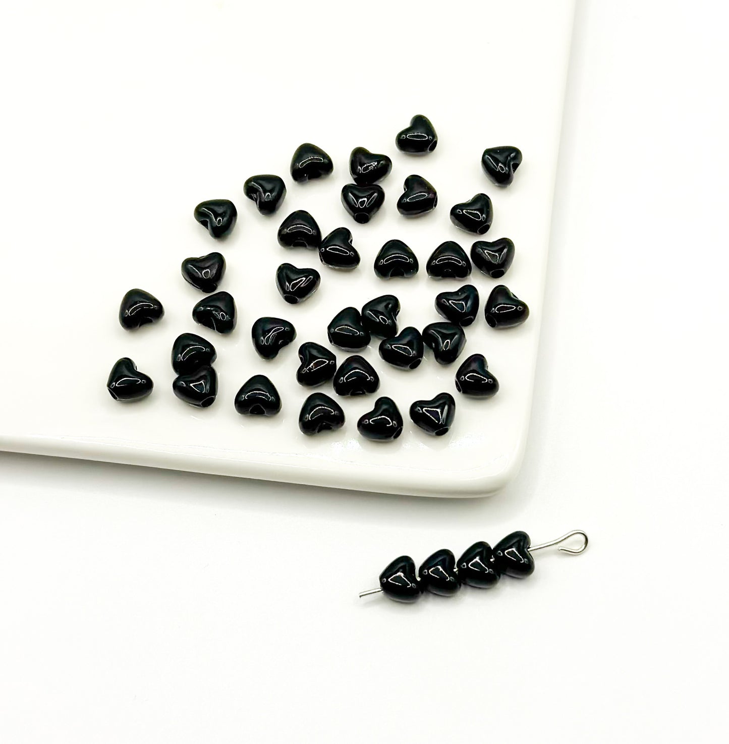 Heart Metal Beads 6mm Puffy Glossy Pastel Colors 50pcs 16