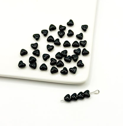 Heart Metal Beads 6mm Puffy Glossy Pastel Colors 50pcs 16