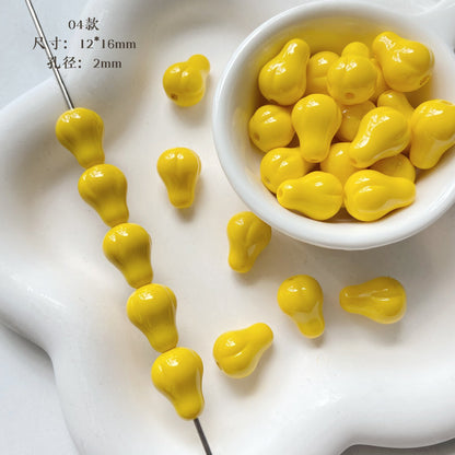 3D Fruit Series Acrylic Beads Playful Glossy Mixed Colors 50pcs 7