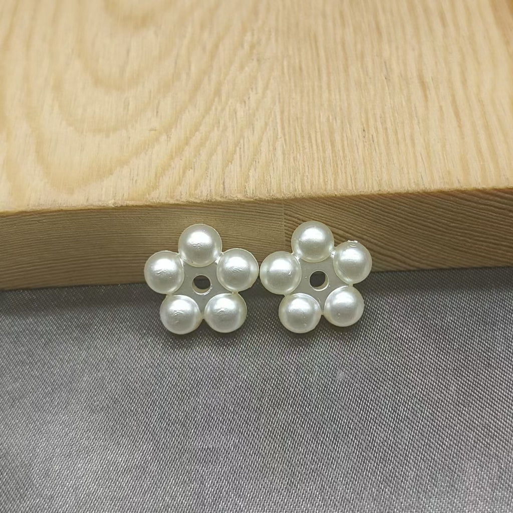 Flat Snowflake Acrylic Beads 15-25mm Pearly White ABS Plastic 100pcs 7