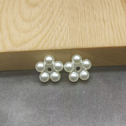 Flat Snowflake Acrylic Beads 15-25mm Pearly White ABS Plastic 100pcs 7