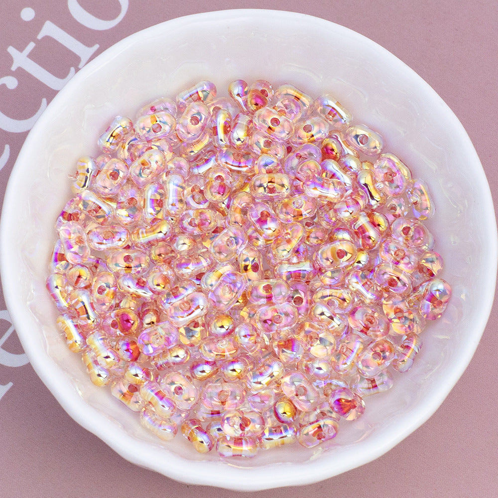 Acrylic Peanut Spacer Beads 4x6mm Transparent Plating Filled 50pcs 2