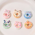 Animal Donut Resin Beads 20mm Glossy Pastel Shimmer 10pcs 2
