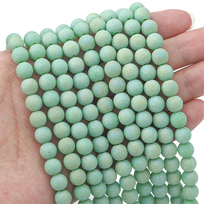 Frosted Round Glass Beads 8mm Soft Matte Pastel Colors 70pcs 12