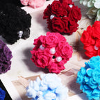Matte Floral Bubblegum Beads 25mm Rose Cluster Polymer Clay 5pcs 3