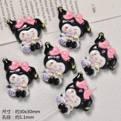 3D Enamel Character Resin Beads Glossy Pastel 2pcs 10