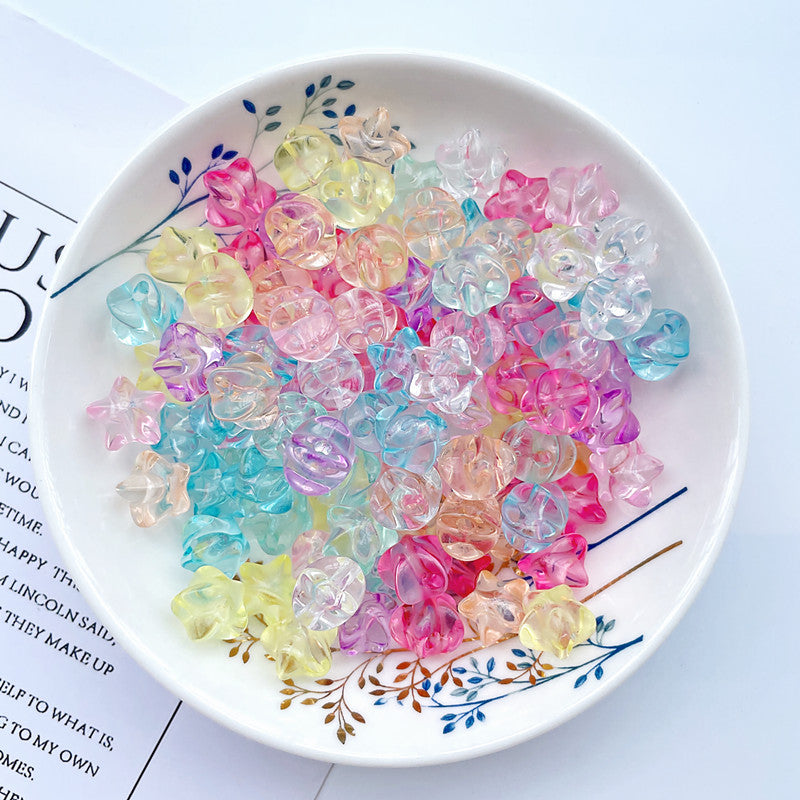 Transparent Star Acrylic Beads 11mm Chunky Pastel Mixed Colors 60pcs 3