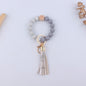 Leopard Print Silicone Bead Tassel Wristlet Keychain 18
