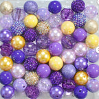 Bubblegum Beads 20mm Purple Gold Yellow Chunky Mix 50pcs