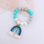 Rainbow Tassel Silicone Bead Wristlet Keychain Pastel Colors 12