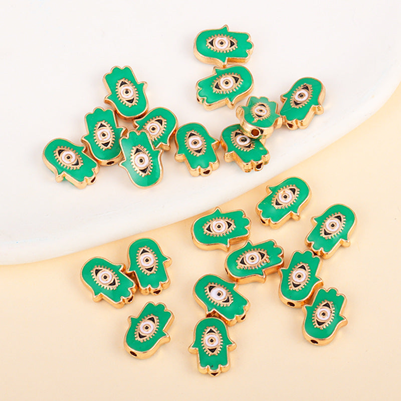 Irregular Shaped Metal Beads Double-Sided Enamel Evil Eye 20pcs 6