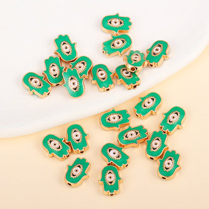 Irregular Shaped Metal Beads Double-Sided Enamel Evil Eye 20pcs 6
