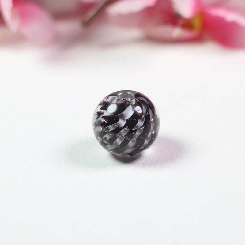 Lampwork Glass Beads Round 14mm Two-Tone Spiral Pattern 10pcs 10