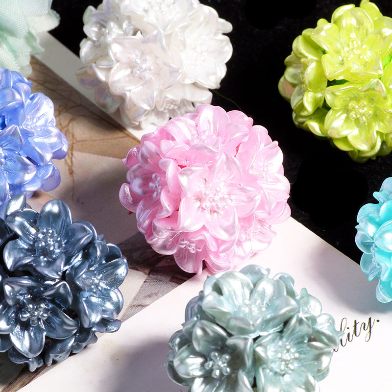 Floral Bubblegum Beads 22mm Metal Texture Flower Cluster 5pcs 2