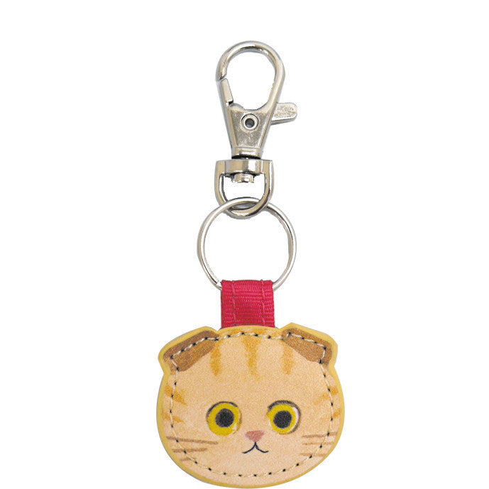 Kawaii Cat Keychain PU Leather Cute Animal Design 2pcs 8cm 7