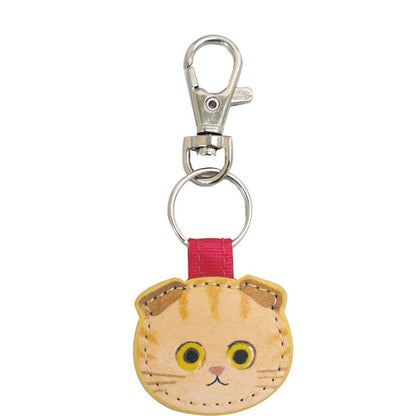 Kawaii Cat Keychain PU Leather Cute Animal Design 2pcs 8cm 7
