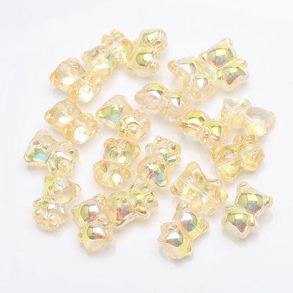 Electroplated Bear Glass Beads 12mm 14mm Mixed Metallic Colors 20pcs 17