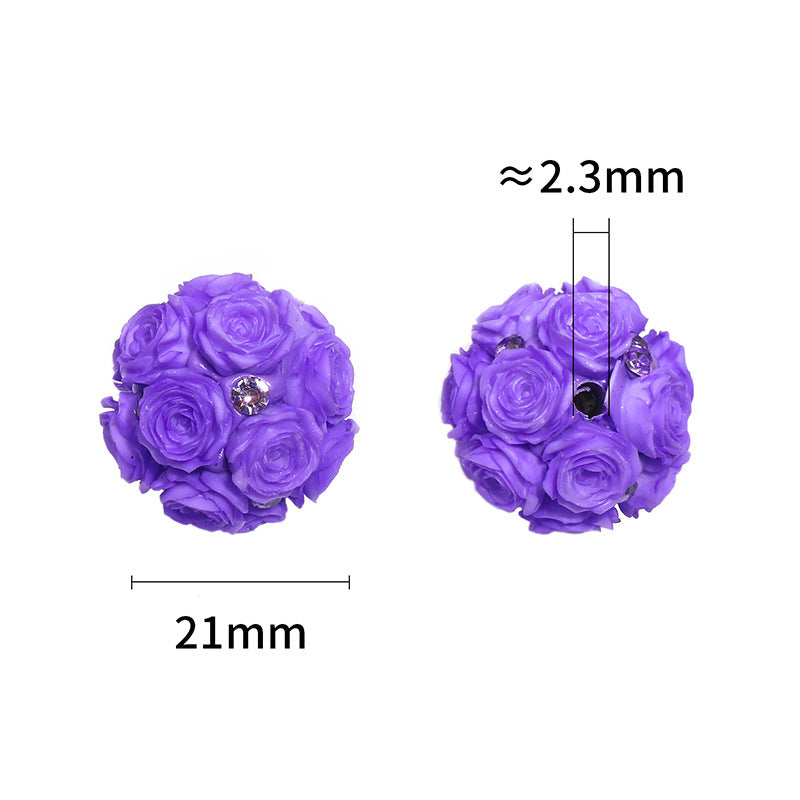 Floral Bubblegum Beads 21mm Fancy Rose Cluster Polymer Clay 10pcs 4