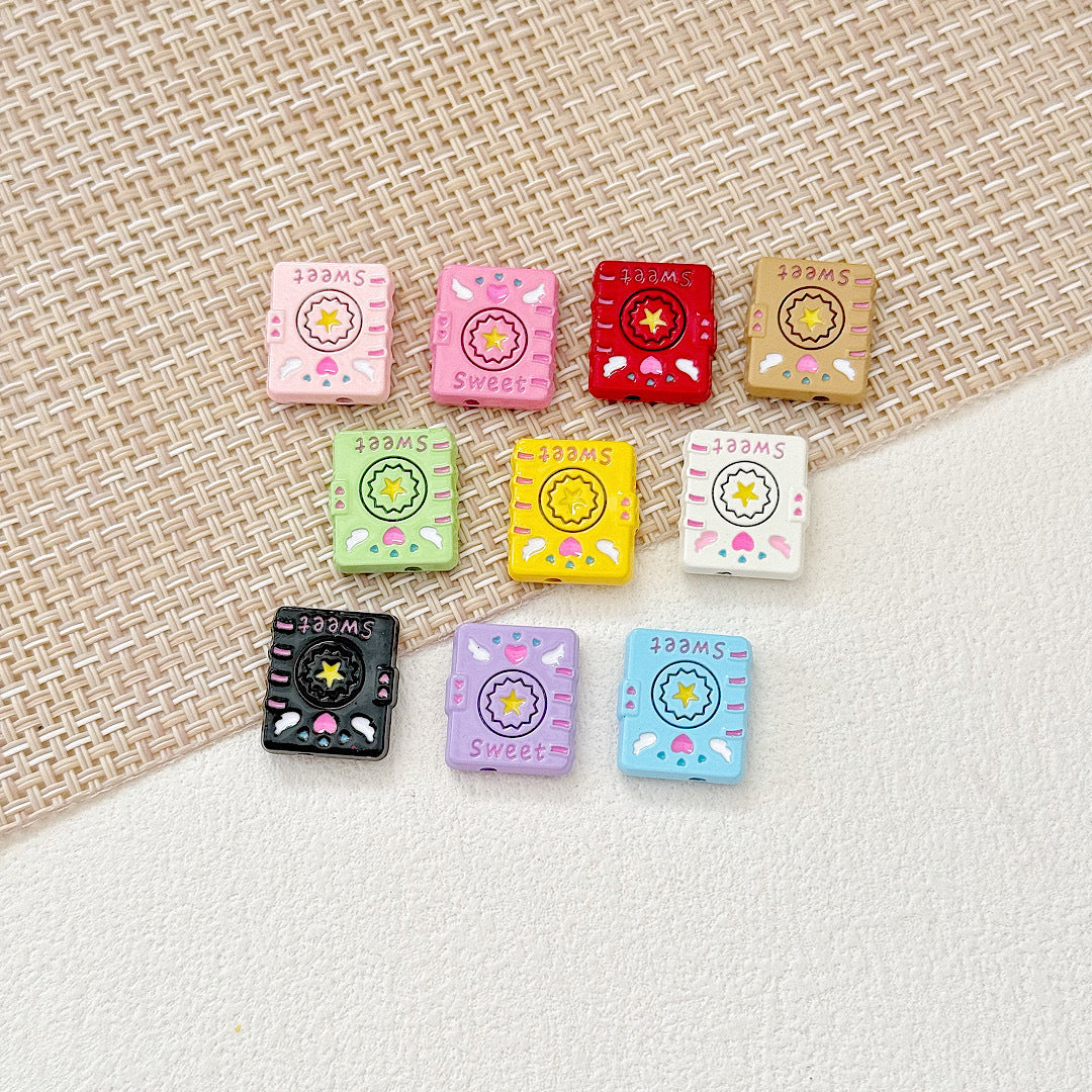 Baking Painted Magic Book Cloud Metal Beads 16mm Cute Pastel 10pcs