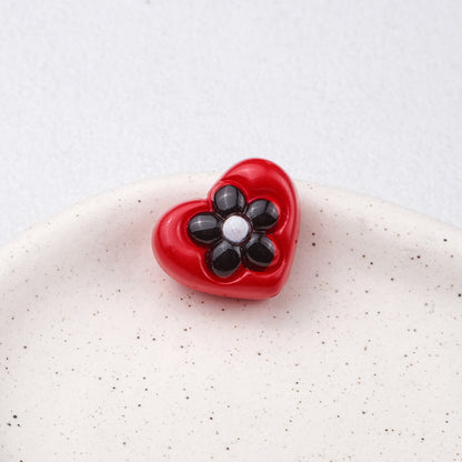 Floral Heart Acrylic Beads 21mm Colorful Mixed 50pcs 16