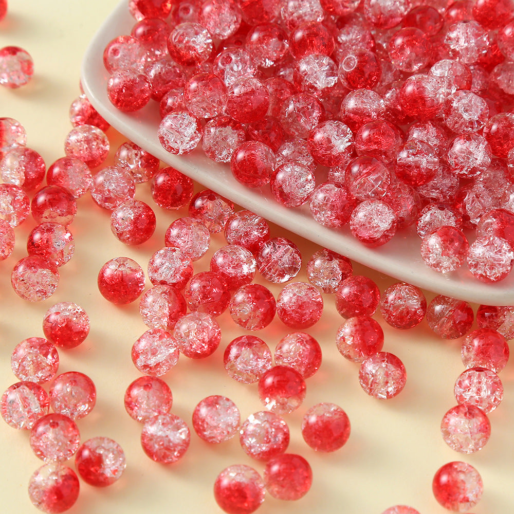 Crackle Round Glass Beads 10mm Vibrant Colors Sparkling Texture 100pcs 6