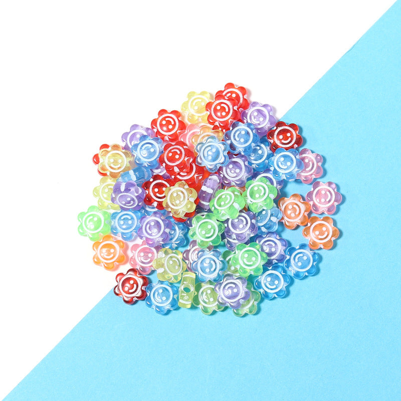 Colored Transparent Sunflower Acrylic Beads 10x4.5mm Glossy 200pcs 2