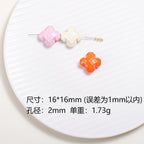 Glossy Painted Faceted Four-Leaf Clover Acrylic Beads 16mm 5pcs 2