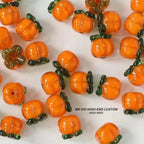Lampwork Glass Beads Fruit Series Handmade Orange Green 10pcs 2