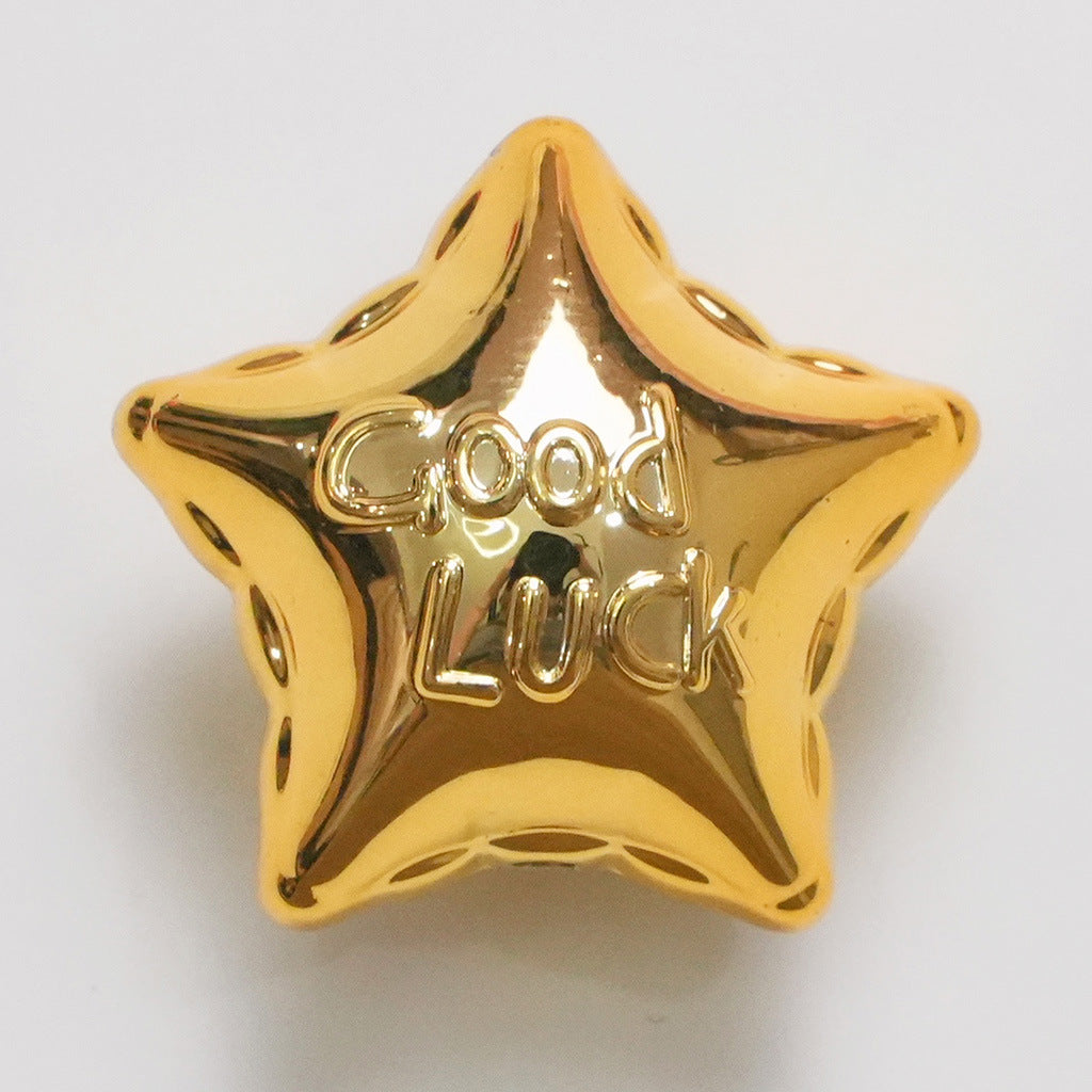 UV Plating Balloon Shaped Star Acrylic Beads 25mm Metal Colored 50pcs 7