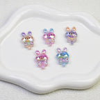 Glitter Bunny Lollipop Resin Beads 28mm Iridescent 10pcs 2