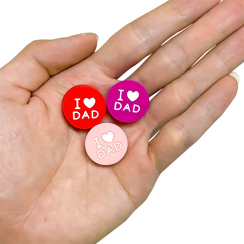 Silicone Focal Beads I Love Dad Embossed Text Solid Color 20pcs 5
