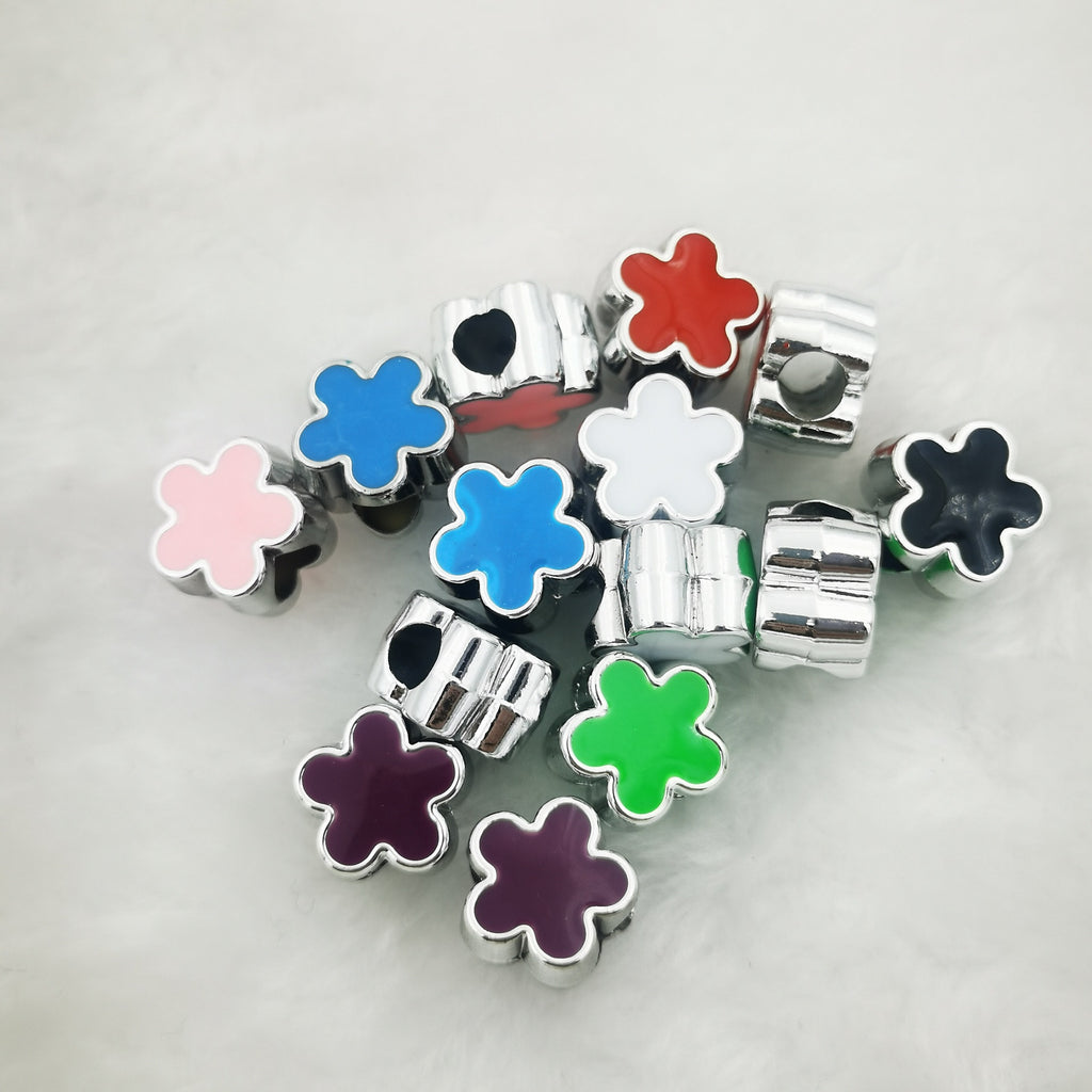 Five Petal Flower Acrylic Beads 13mm Enamel CCB Plastic 50pcs 2
