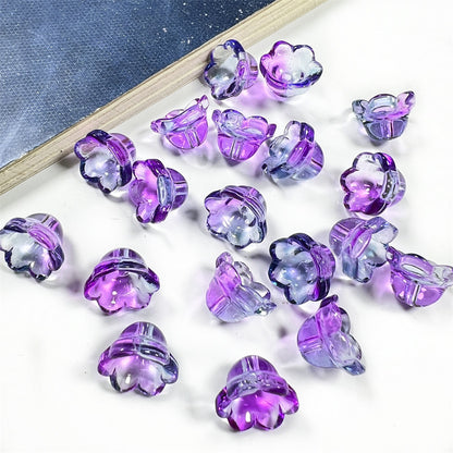 Wind Chime Flower Glass Beads 12mm Transparent Pink 50pcs 36