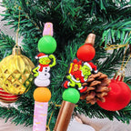 Silicone Focal Beads Christmas Grinch With Santa Hat and Gift Pack 20pcs 2