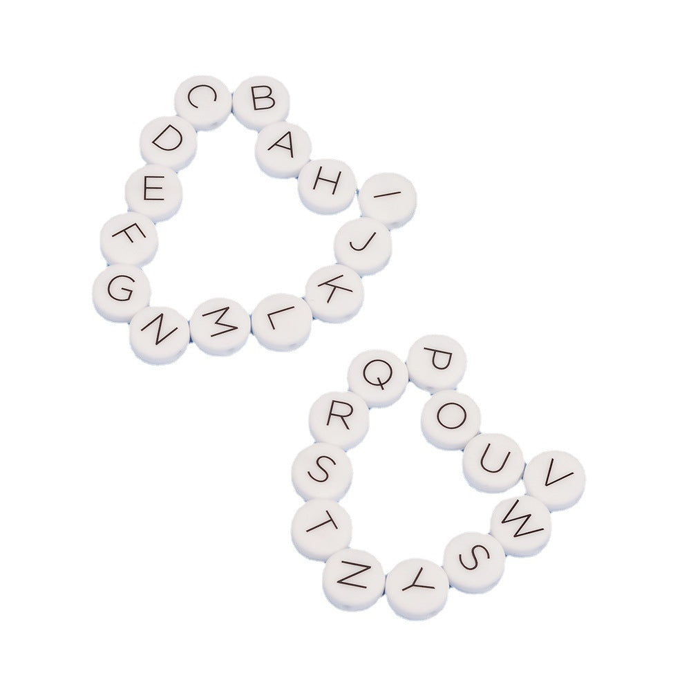12mm Silicone Letter Beads Flat Round Alphabet Options 20pcs 4