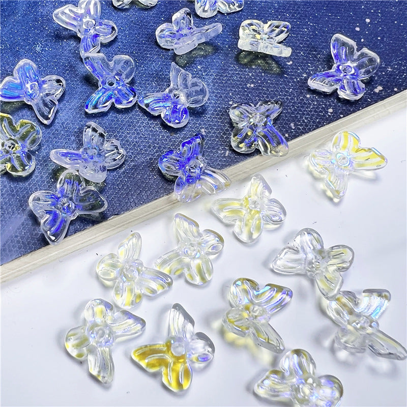 Czech Glass Beads Butterfly 11mm Translucent Purple Blue Pink 50pcs 9
