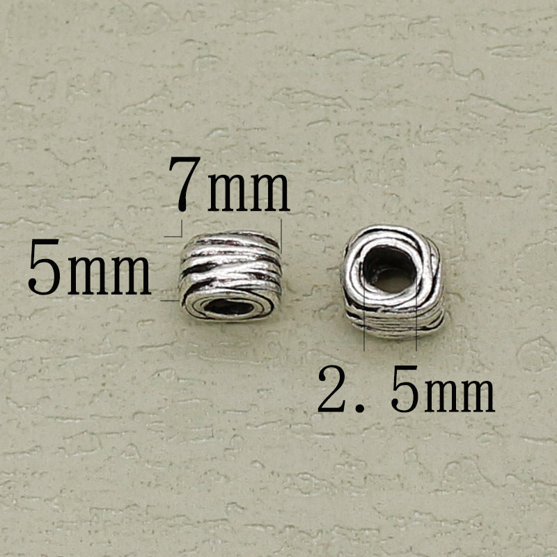 Alloy Irregular Wire Ball Spacer Beads 7mm Large Hole Tibetan Silver Tone 50pcs 3
