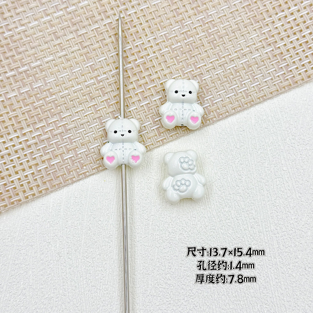 Bear and Honeypot Metal Beads 13mm Hand-Painted Colorful 10pcs 5