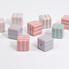 Striped Designer M Acrylic Square Beads 14mm 10pcs 3