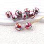 Plating Round Acrylic Beads 16mm UV Sports Ball Pattern 20pcs 7