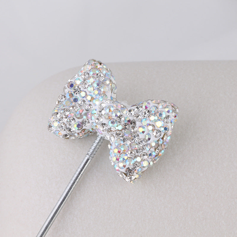 Rhinestone Bow Clay Beads 30mm Full Covered 5pcs 9