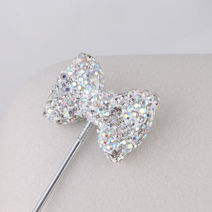 Rhinestone Bow Clay Beads 30mm Full Covered 5pcs 9