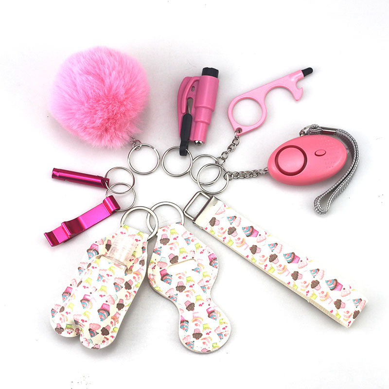 Self Defense Alarm Pompom Keychain Outdoor Safety 10 Pack 24