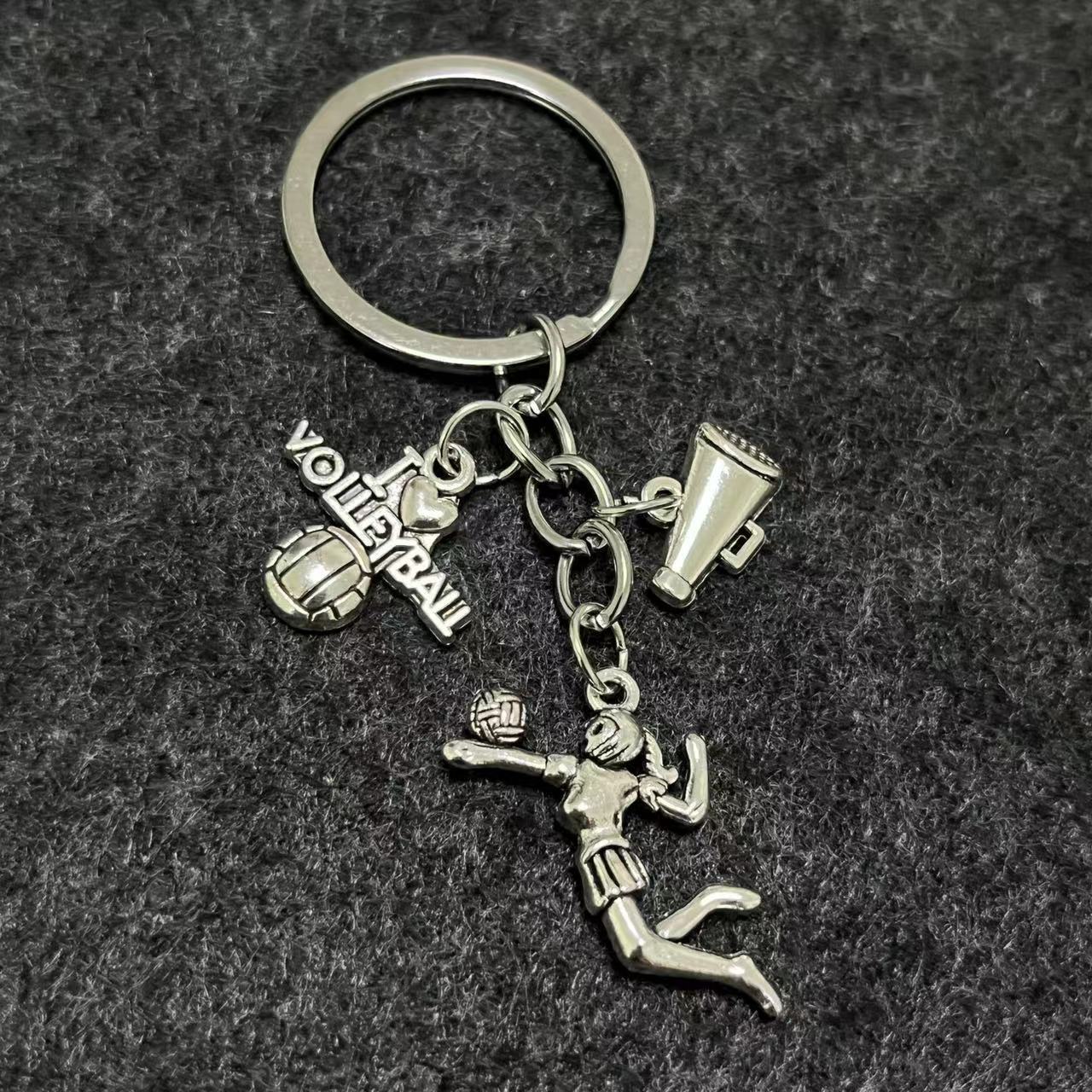 Alloy Horn Volleyball Player Keychain Metal Sports Charm 20