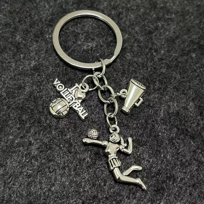 Alloy Horn Volleyball Player Keychain Metal Sports Charm 20